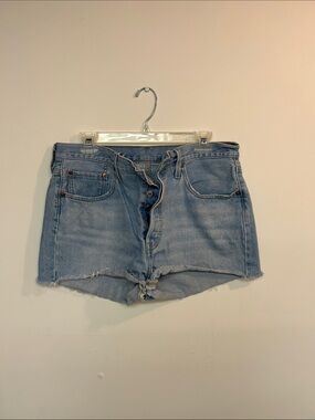 Levi's Light Blue Button-Fly Denim Shorts